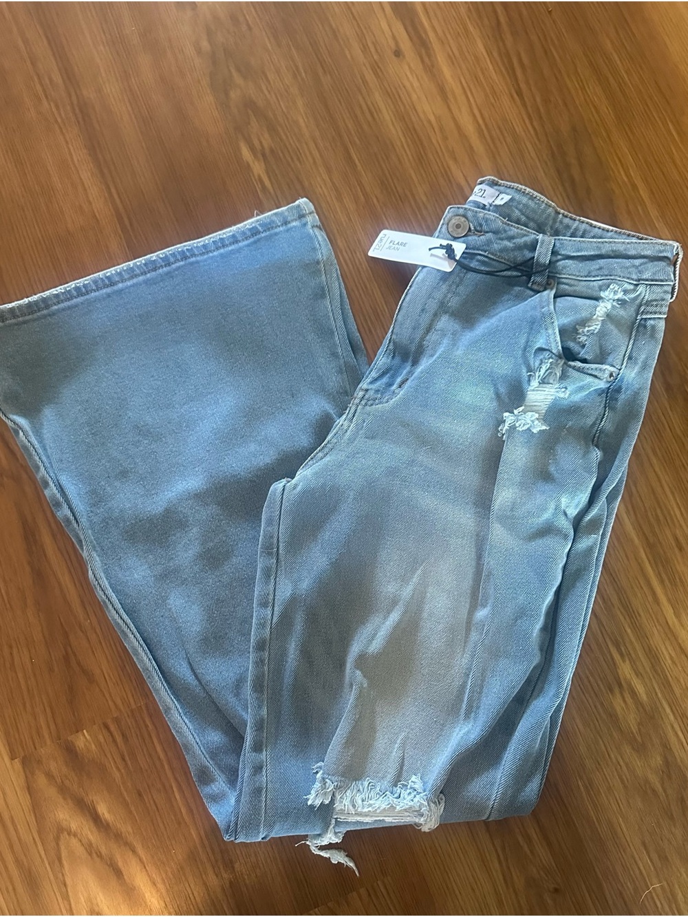 NWT Juniors Blue Distressed Flared Jeans Size 9